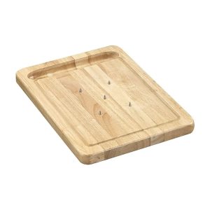 Carving Board: 40cm x 29cm Hevea Spiked Board with Juice Groove