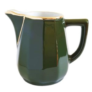 Cream/Milk Jug: 300ml Apilco Bistro Jug, Green with Gold Band