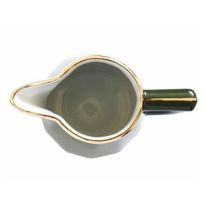Cream/Milk Jug: 300ml Apilco Bistro Jug, Green with Gold Band