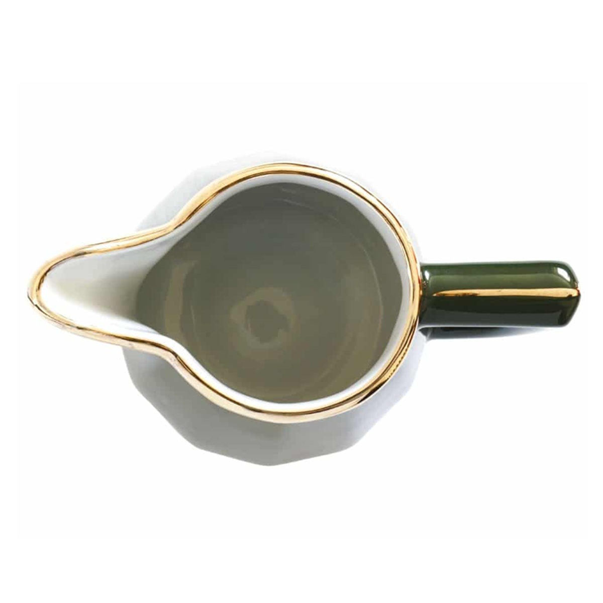 Cream/Milk Jug: 300ml Apilco Bistro Jug, Green with Gold Band - Image 2