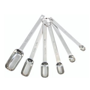 Measuring Spoons: Masterclass Piece 1tbsp (15ml), 1tsp (5ml), ¾ tsp (3.75ml), ½ tsp (2.5ml), 1/3 tsp, ¼ tsp (1.25ml), Stainless Steel