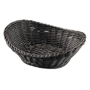 Serving Basket: 23.5cm x 18cm Black Oval Basket, Polypropylene