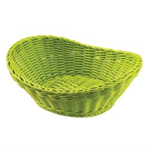 Serving Basket: 23.5cm x 18cm Green Oval Basket, Polypropylene