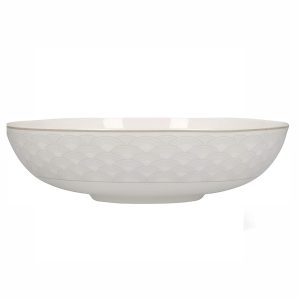 Dinner Set: 16 Piece Maxwell & Williams Harlequin Coupe Grey Edged Dinner Set, Porcelain