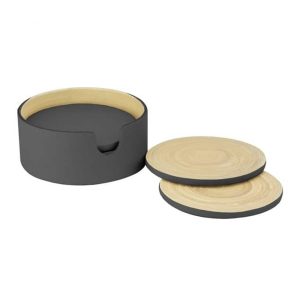 Coasters: 6 x Black Coasters, Bamboo