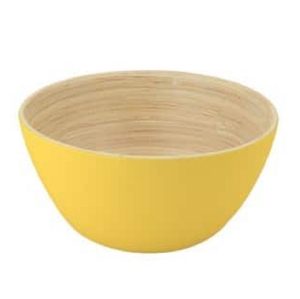 Snack Bowl: 14cm Yellow Snack Bowl, Bamboo