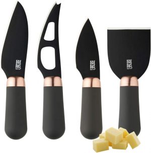 Cheese Knife Set: 4 Piece Brooklyn Cheese Knife Set, Copper Bolstered