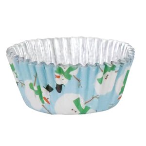 Cupcake Cases: 30 x Foil Christmas Snowmen Cup Cake Cases
