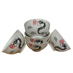 Noodle Bowl Set: 5 x 12cm Dragon Bowls, Ceramic