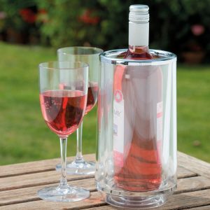 Bottle Cooler: 1 Bottle Epicurean Double Walled Wine Cooler, Clear Acrylic