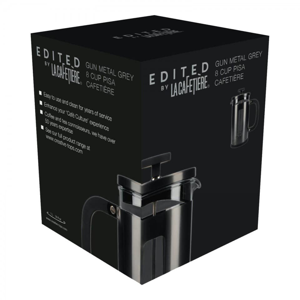 Cafetiere: 3 Cup La Cafetiere Edited Pisa Coffee Press, Gun Metal Grey