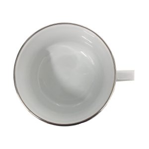 Espresso Cup and Saucer: 1 x 100ml Apilco Bistro Moka Cup and Saucer, White with Platinum Band