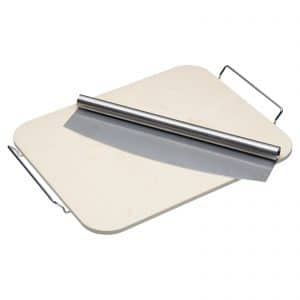 Baking Stone: 37.5cm x 30cm Pizza Stone & Cutter