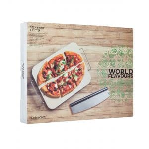 Baking Stone: 37.5cm x 30cm Pizza Stone & Cutter