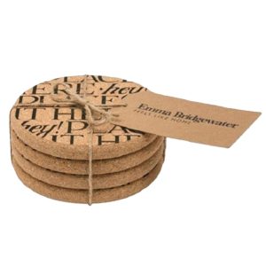 Coaster Set: 4 x Emma Bridgewater Black Toast Coaster Set, Cork