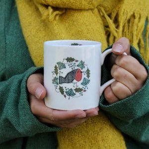 Mug: 1 x 350ml Christmas Robin Mug, Bone China