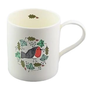 Mug: 1 x 350ml Christmas Robin Mug, Bone China