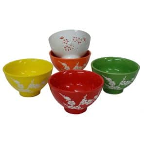 Noodle Bowl Set: 5 x 11.5cm White Blossom Bowl Set, Ceramic