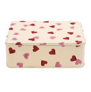 Tin: 19.5cm x 15.4xm 7.5cm Emma Bridgewater Pink Hearts Rectangular Tin