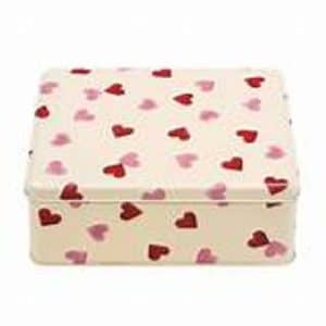 Tin: 19.5cm x 15.4xm 7.5cm Emma Bridgewater Pink Hearts Rectangular Tin