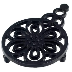 Trivet: 1 x 12cm Bee and Flower Trivet, Black