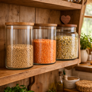 Storage Jar: Smart Airtight Stackable Glass Jar with Wooden Lid, 1.8 Litre