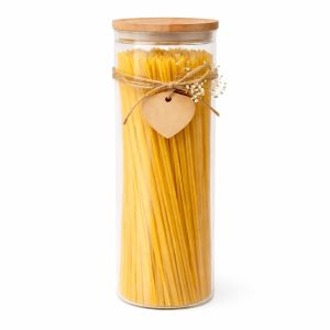 Storage Jar: Smart Airtight Stackable Glass Jar with Wooden Lid, 2.2 Litre