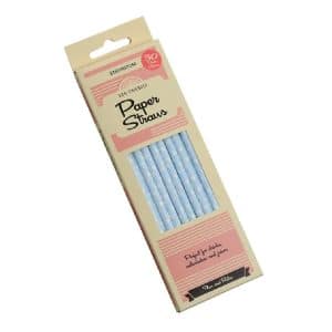 Straws: 30 x Blue and White Polka Dot Paper Straws