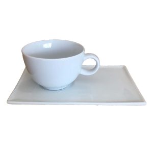 Espresso Cup and Saucer: 1 x 150ml Pordamsa White Minimal Espresso Cup and Saucer