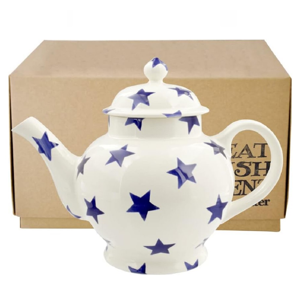 Tea Pot: 4 Mug Emma Bridgewater Blue Star Teapot, Ceramic - Image 3