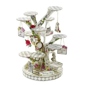 Tiered Cake Stand: 3 Tier Alice in Wonderland Tree Shaped Cake Stand, Cardboard