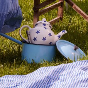 Tea Pot: 4 Mug Emma Bridgewater Blue Star Teapot, Ceramic