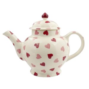 Tea Pot: 4 Mug Emma Bridgewater Pink Hearts 4 Mug Teapot, Ceramic