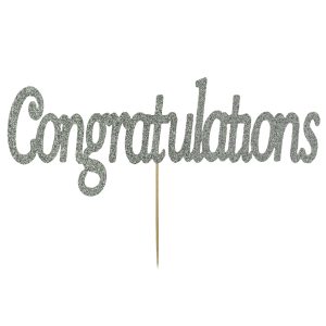 Celebration Cake Topper: Congratulations Cake Topper, Silver