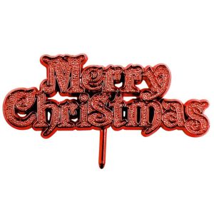 Christmas Cake Topper: Red Merry Christmas, Plastic