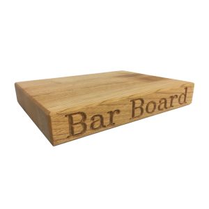 Bar Board: 15cm x 20cm x 3cm Hand Carved 'G&T' and 'Lemon & Limes' Text, Olive Ash