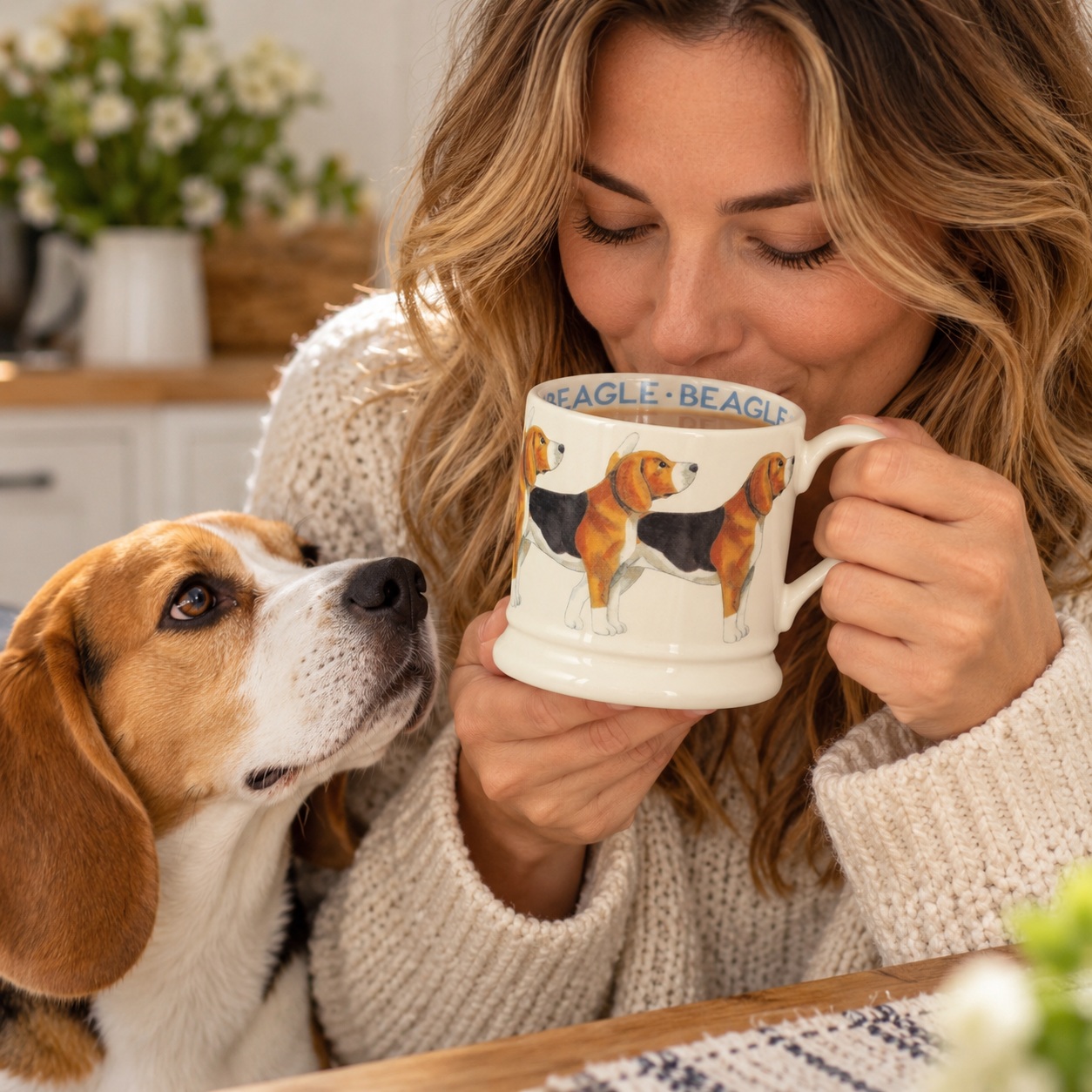 Mug: 1 x 300ml Emma Bridgewater Beagle 1/2 Pint Mug, Ceramic