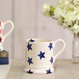 Mug: 1 x 300ml Emma Bridgewater Blue Star 1/2 Pint Mug, Ceramic