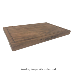 Carving Board: 45cm x 31cm x 3cm Hand Carved Board Shoulder of Pork & Sunday Roast Text, Brown Oak