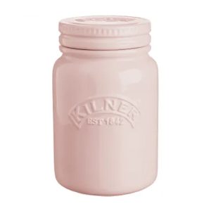 Storage Jar: Kilner Ceramic Push Top Jar in Dusty Pink, 0.6 Litre