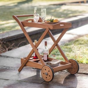 Drinks Trolley: Tarifa Outdoor Drinks Trolley, Eucalyptus Wood