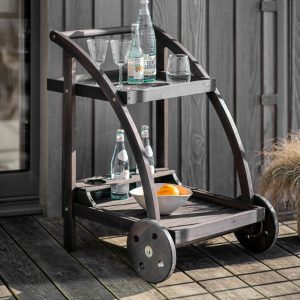 Drinks Trolley: Volos Drinks Trolley, Black Acacia Wood