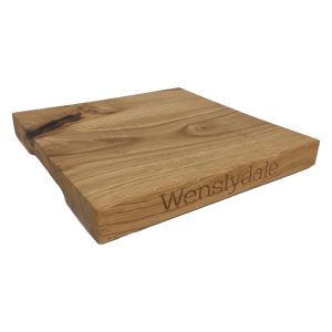 Serving Board: 25cm x 25cm x 3cm Board, Avacado & Spinach & Wenslydale text, Olive Ash