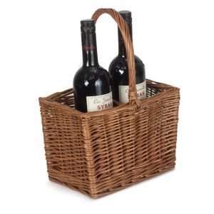 Bottle Carrier: 2 Bottle Basket, Wicker
