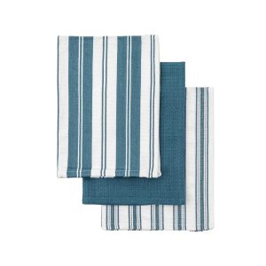 Tea Towels: 3 x Blue Tea Towels, 100% Organic Cotton