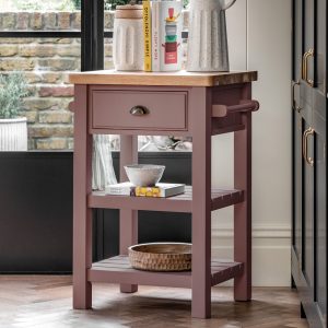 Butchers Trolley: 1 Drawer Eaton Butchers Block Clay Pine with Oak Top, Self Assembly