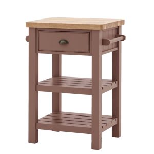 Butchers Trolley: 1 Drawer Eaton Butchers Block Clay Pine with Oak Top, Self Assembly
