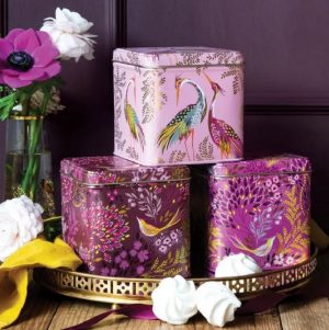 Caddy Set: 3 x 10.5cm Sara Miller Haveli Garden Tins, Square