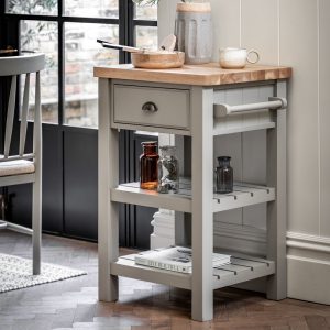 Butchers Trolley: 1 Drawer Eaton Butchers Block Prairie Pine with Oak Top, Self Assembly