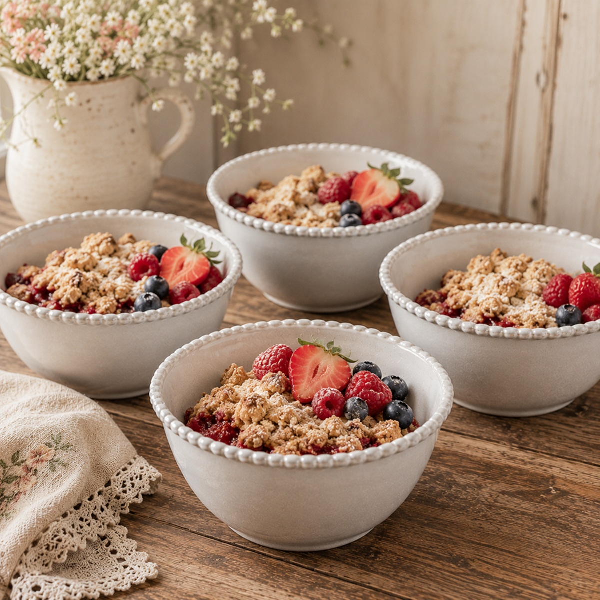 Bowl Set: 4 x 16cm Organic Bead Bowls, Ceramic - Image 3
